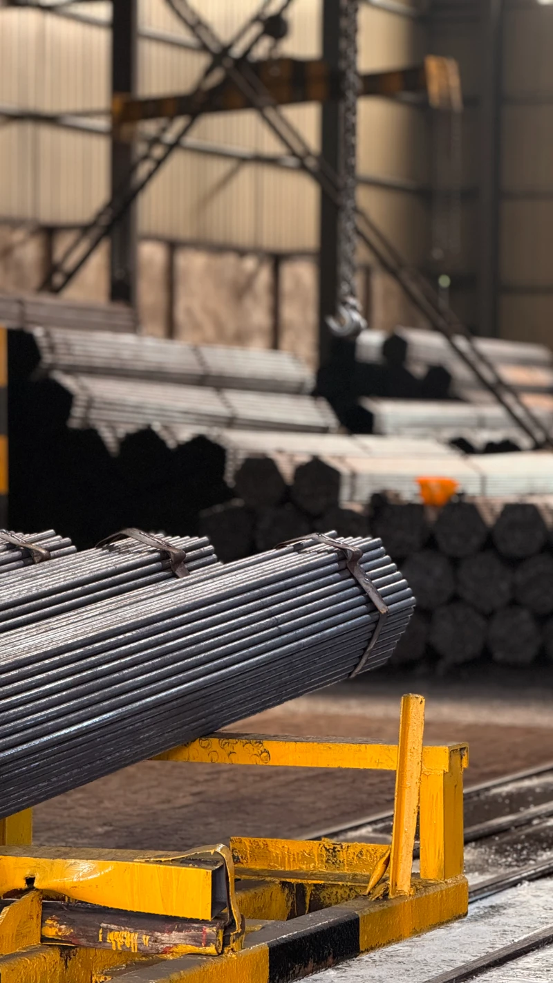 solar mounting steel pipe bundles in warehouse