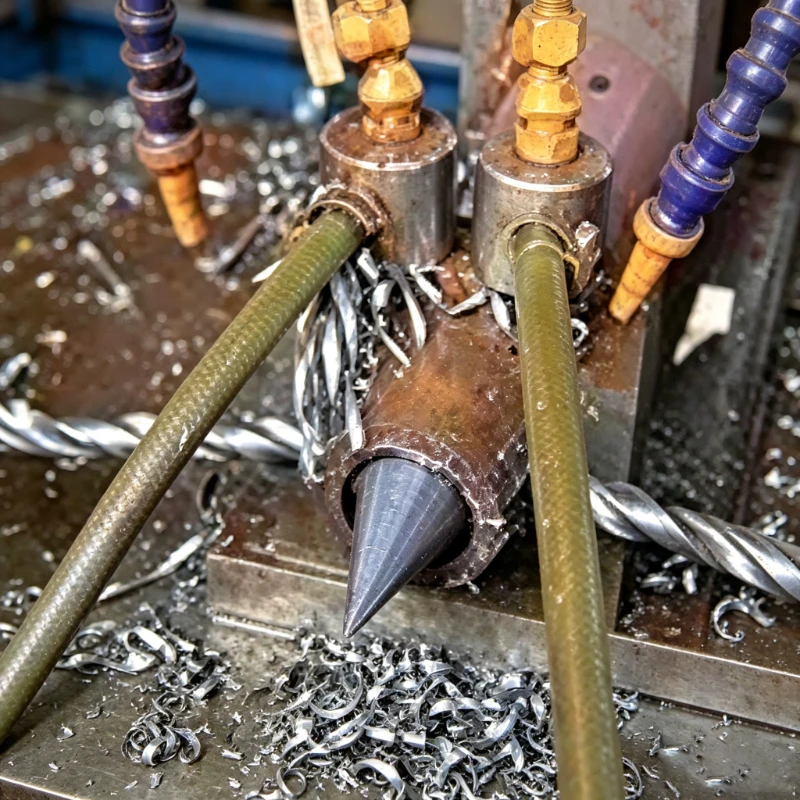 mounting ground screw production step 04 drilling