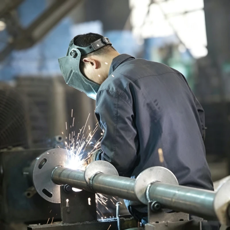 mounting ground screw production step 05 welding flange